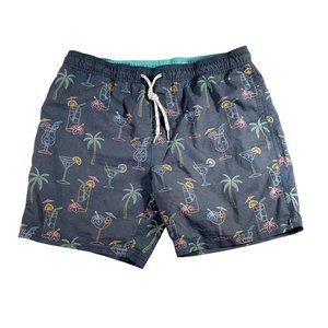 Goodfellow Mens Swim Suit Trunks Tropical Drinks Hawaiian Vacation Beach Pool